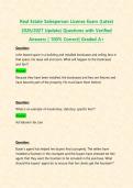 Real Estate Salesperson License Exam &lpar;Latest 2026&sol;2027 Update&rpar; Questions with Verified Answers &vert; 100&percnt; Correct&vert; Graded A&plus;