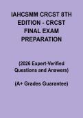 IAHCSMM CRCST 8th Edition Final Exam Questions and Answers 2026 &vert; Sterile Processing Practice Test Bank