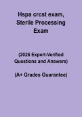 HSPA CRCST & Sterile Processing Exam Questions and Answers 2026 &vert; Certification Practice Test Bank