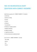 NSE 103 NEUROLOGICAL EXAM QUESTIONS WITH CORRECT ANSWERS