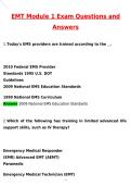 EMT Module 1 Exam Actual 2026 Newest Updated Questions and Correct Answers &lpar;Latest 2026 &sol; 2027 Update&rpar; &lpar;Verified Answers by Expert&rpar;