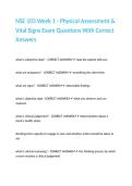NSE 103 Week 1 - Physical Assessment & Vital Signs Exam Questions With Correct Answers