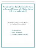 Accredited Test Bank Solution For Focus  on Personal Finance&comma; 7th Edition Kapoor  &lbrack;All Lessons Included&rsqb;