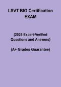LSVT BIG Certification Exam A&plus; Questions and Answers 2026 &vert; Practice & Study Guide