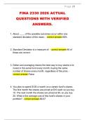 FINA 2330 2026 ACTUAL  QUESTIONS WITH VERIFIED  ANSWERS&period; 