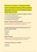 McCance & Huether's Pathophysiology  Exam Preparation Newest With Complete  Questions And Correct Detailed Answers&vert;  Brand New Version 