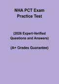 NHA PCT Exam Practice Test Questions and Answers 2026 &vert; Certified Patient Care Technician Guide