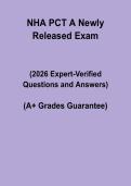 NHA PCT A Newly Released Exam Questions and Answers 2026 &vert; Certified Patient Care Technician Guide