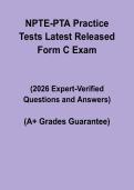 NPTE-PTA Practice Tests Latest Released Form C Questions and Answers 2026 &vert; Physical Therapist Assistant Guide