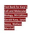 TEST BANK FOR Karp's Cell and Molecular Biology 9th Edition by Gerald Karp&comma; Janet Iwasa&comma; Wallace Marshall