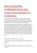 HESI A2 READING COMPREHENSION 2026&comma; Exams of Nursing Assured A&plus; Certified Pass
