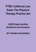 PTBC California Law Exam &ndash; Physical Therapy Practice Act Questions and Answers 2026 &vert; Study & Test Guide