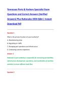 Tennessee Ports & Harbors Specialist Exam  Questions and Correct Answers &lpar;Verified  Answers&rpar; Plus Rationales 2026 Q&A &vert; Instant  Download Pdf