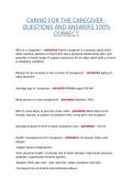 CARING FOR THE CAREGIVER &vert; QUESTIONS AND ANSWERS &vert; 100&percnt; VERIFIED CORRECT