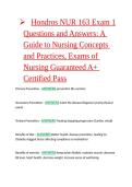 Hondros NUR 163 Exam 1 Questions and Answers&colon; A Guide to Nursing Concepts and Practices&comma; Exams of Nursing Guaranteed A&plus; Certified Pass