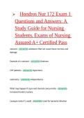 Hondros Nur 172 Exam 1 Questions and Answers&colon; A Study Guide for Nursing Students&comma; Exams of Nursing Assured A&plus; Certified Pass