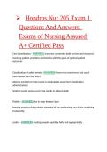 Hondros Nur 205 Exam 1 Questions And Answers&comma; Exams of Nursing Assured A&plus; Certified Pass