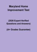 Maryland Home Improvement Test Questions and Answers 2026 &vert; Contractor Study & Practice Guide