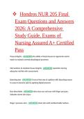 Hondros NUR 205 Final Exam Questions and Answers 2026&colon; A Comprehensive Study Guide&comma; Exams of Nursing Assured A&plus; Certified Pass