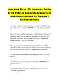 New York State Life Insurance Series  17-51 Detailed Exam Study Questions  with Expert Graded A&plus; Answers &vert;  Guarantee Pass