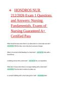 HONDROS NUR 212 EXAM 2 2026&vert; EXAM 2 FOR NUR 212 HONDROS ALL QUESTIONS AND 100&percnt; CORRECT ANSWER&comma; Exams of Nursing Assured A&plus; Certified Pass