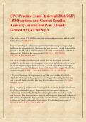 CPC Practice Exam Reviewed 2026&sol;2027&vert; 150 Questions and Correct Detailed Answers&vert; Guaranteed Pass &vert;Already Graded A&plus; &lpar;NEWEST&excl;&excl;&rpar;