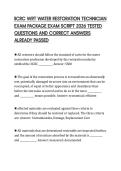 IICRC WRT WATER RESTORATION TECHNICIAN EXAM PACKAGE EXAM SCRIPT 2026 TESTED QUESTIONS AND CORRECT ANSWERS ALREADY PASSED