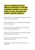 WGU D574 NEUROPSYCHOLOGY OBJECTIVE ASSESSMENT OA WESTERN GOVERNORS UNIVERSITY 2025 FINAL SCRIPT 2026 FULL SOLUTIONS AND CORRECT ANSWERS GRADED A&plus;
