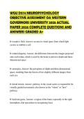 WGU D574 NEUROPSYCHOLOGY OBJECTIVE ASSESSMENT OA WESTERN GOVERNORS UNIVERSITY 2025 ACTUAL PAPER 2026 COMPLETE QUESTIONS AND ANSWERS GRADED A&plus;