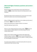 Advanced Higher Chemistry questions and answers Graded A&plus;