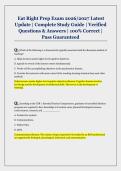  Eat Right Prep Exam 2026&sol;2027 Latest  Update &vert; Complete Study Guide &vert; Verified  Questions & Answers &vert; 100&percnt; Correct &vert;  Pass Guaranteed