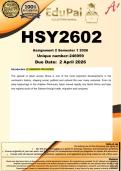 HSY2602 Assignment 2 &lpar;COMPLETE ANSWERS&rpar; Semester 1 2026 - DUE  2 April 2026