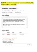 BIO 440 Midterm Functional Genomics 2022 Fall B- Arizona State University