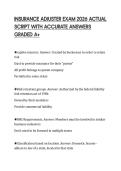 INSURANCE ADJUSTER EXAM 2026 ACTUAL SCRIPT WITH ACCURATE ANSWERS GRADED A&plus;