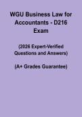 WGU Business Law for Accountants D216 Exam Questions and Answers 2026 &vert; Study & Practice Guide