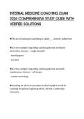 INTERNAL MEDICINE COACHING EXAM 2026 COMPREHENSIVE STUDY GUIDE WITH VERIFIED SOLUTIONS