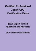Certified Professional Coder &lpar;CPC&rpar; Certification Exam Questions and Answers 2026 &vert; Study & Practice Guide