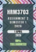 HRM3703 Assignment 2 Semester 1 2026 Memo &vert; Due Date 1 April 2026