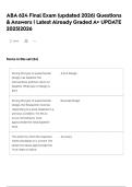 ABA 624 Final Exam &lpar;updated 2026&rpar; Questions & Answers &vert; Latest Already Graded A&plus; UPDATE 2025&vert;2026
