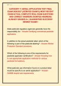 CATEGORY 11 AERIAL APPLICATION TEST FINAL  EXAM 2026&sol;2027 &vert;&vert;VERIFIED EXAM&excl;&excl;&excl;&vert;&vert; MOST RECENT  EXAM ACTUAL COMPLETE REAL EXAM QUESTIONS  AND CORRECT ANSWERS &lpar;VERIFIED ANSWERS&rpar;  ALREADY GRADED A&plus; &vert; GUARANTEED SUCCESS&excl;&excl;  NEWEST EXAM&excl;&excl;&excl;