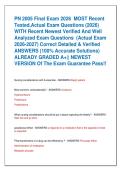 PN 2005 Final Exam 2026  MOST Recent  Tested&comma;Actual Exam Questions &lpar;2026&rpar;  WITH Recent Newest Verified And Well  Analyzed Exam Questions  &lpar;Actual Exam  2026-2027&rpar; Correct Detailed & Verified  ANSWERS &lpar;100&percnt; Accurate Solutions&rpar;  ALREADY GRADED A&plus;&vert;&vert; NEWEST  