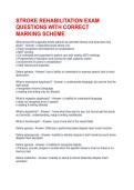 STROKE REHABILITATION EXAM QUESTIONS WITH CORRECT MARKING SCHEME