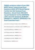 PN2003-variations midterm Exam 2026   MOST Recent Tested&comma;Actual Exam  Questions &lpar;2026&rpar; WITH Recent Newest  Verified And Well Analyzed Exam  Questions  &lpar;Actual Exam 2026-2027&rpar;  Correct Detailed & Verified ANSWERS  &lpar;100&percnt; Accurate Solutions&rpar; ALREADY  GRADED 