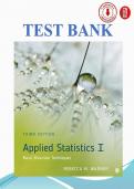 Test Bank &ndash; Applied Statistics I&colon; Basic Bivariate Techniques&comma; 3rd Edition &lpar;Warner&rpar;&comma; Chapters 1&ndash;18 Verified Test Bank &vert; Complete Newest Version &vert; Statistics &bull; Bivariate Analysis &bull; Research Methods &bull; Exam Prep