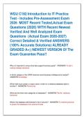 WGU C182 Introduction to IT Practice  Test - Includes Pre-Assessment Exam  2026  MOST Recent Tested&comma;Actual Exam  Questions &lpar;2026&rpar; WITH Recent Newest  Verified And Well Analyzed Exam  Questions  &lpar;Actual Exam 2026-2027&rpar;  Correct Detailed & Verified ANSWERS 