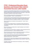 FTCE - Professional Education Exam Questions and Answers Best rated A&plus; Guaranteed Success Latest Update
