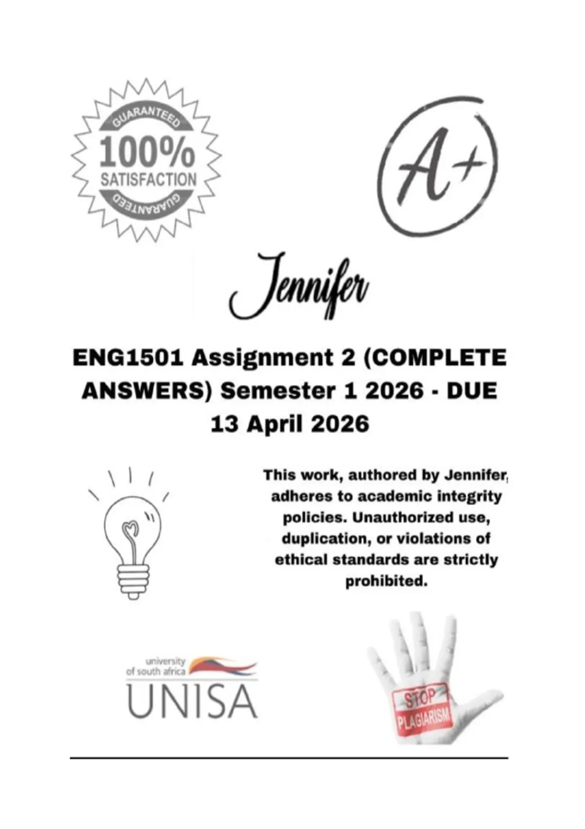 ENG1501 Assignment 2 (COMPLETE ANSWERS) Semester 1 2026 - DUE 13 April ...