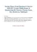 Nursing Theory Exam Bank 2026