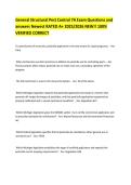 General Structural Pest Control 7A Exam Questions and answers Newest RATED A&plus; 2025&sol;2026 NEW&excl;&excl; 100&percnt; VERIFIED CORRECT