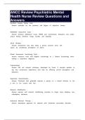 ANCC Review Psychiatric Mental Health Nurse Review Questions and Answers
